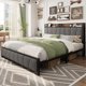 thumbnail image 3 of Rustic linen forrado king size platform marco de cama-2 almacenamiento cajones estación de carga almacenamiento cabecero heavy duty no box spring fácil montaje noise free, 3 of 7