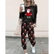 thumbnail image 1 of Sunloudy Conjunto de ropa de dos piezas de Halloween para mujer, jersey con estampado de esqueleto negro y pantalones con bolsillos, S/ M/ L Sunloudy moda, 1 of 2