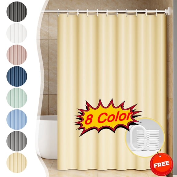 KOYPTL Bathroom Shower Curtain with 10 Plastic Hooks for Home Decor Water Proof PEVA Heavy Duty Shower Curtain Liner-Lightweight-Machine Washable Use for Bathtub Hotel Decor 48x72" Pink