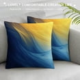 thumbnail image 3 of Acheng Short Plush Pillowcase 1 Piece Gold and Blue Abstract Art White, 3 of 5