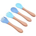thumbnail image 6 of Joernso 2Pcs/Set Children Fork Smooth Edge Convenient Lightweight Wooden Handle Silicone Kid Spoon for Home, 6 of 8