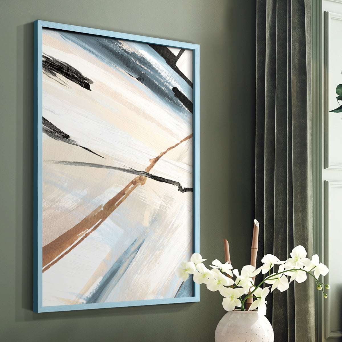 Dancing Wind Revisit II Framed Print in Blue Solid Wood Framed Print No Nail Hanging
