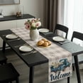 thumbnail image 2 of Daisy Butterfly Table Runner 72 Inches Long, Blue Floral Truck Pastoral Grey Check Kitchen Coffee Dining Table Decoration for Home Party Birthday Wedding Home Decor 13x72 Inches, 2 of 8