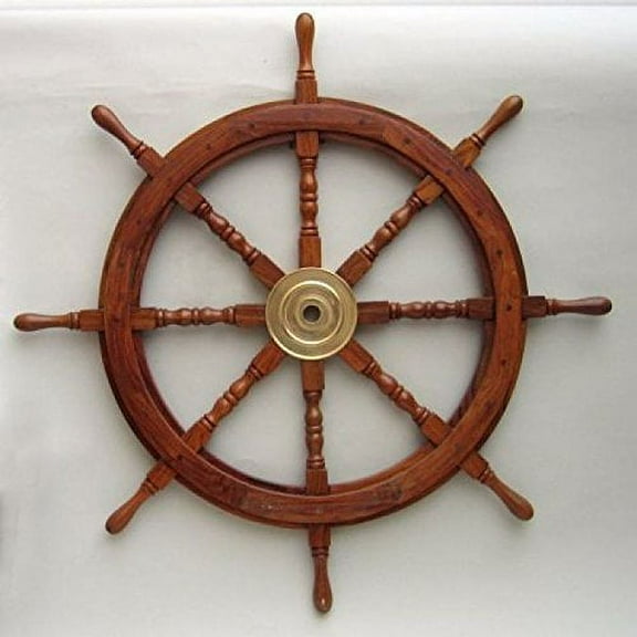 36" SHIP WHEEL - Wood w/ Brass Hub - PIRATE SHIPWHEEL by ITDC