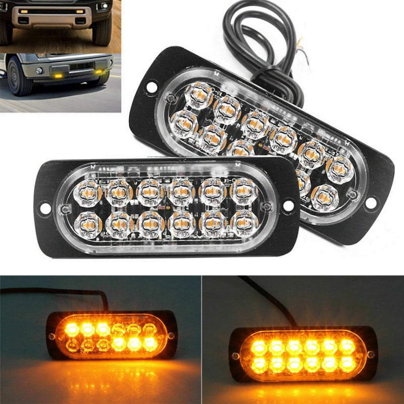 1/2/4pcs 12 LED Car Flashing Light Strobe Warning Lights