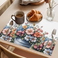 thumbnail image 3 of Colorful Tulip Floral Placemats Set of 4, Spring Retro Flowerpot Watercolor Style Farm Non-Slip Place Mats Washable Table Mats for Kitchen Dining Table Decorations Indoor/Outdoor, 3 of 9