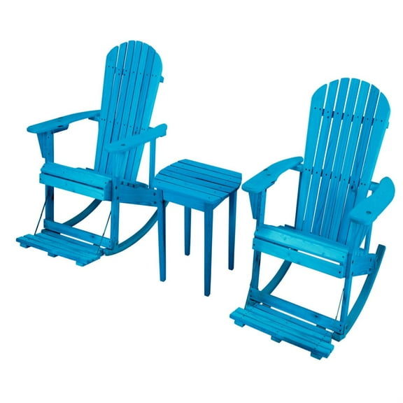 Zero Gravity Collection Adirondack Rocking 3-Piece Bistro Set Sky Blue
