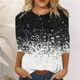 thumbnail image 2 of nsendm Shirts for Women Plus Size Womens Casual Fashion Printing Crew Neck Three Quarter Sleeve TShirt Blouse Tops F L, 2 of 5