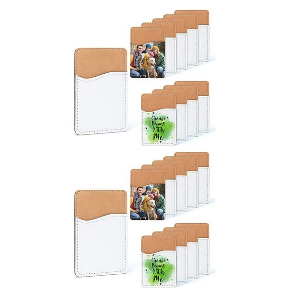 Cartera de TeléFono En Blanco para Sublimación de 20 Piezas - Tarjetero de Cuero PU para la Parte Posterior del TeléFono Pegar En iPhone Android DIY Blancos