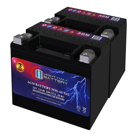 MM-AUX12 Auxiliary Battery 12V 12Ah, 20RC, 200 CCA Rechargeable AGM Car Battery - Pack of 2