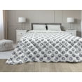 thumbnail image 1 of Hipster Down Alternative Comforter, Skull with Headphones on Splashes Musical Notes, Microfiber Quilt for All Season, 5 Sizes, Slate Blue Rose, by Ambesonne, 1 of 3