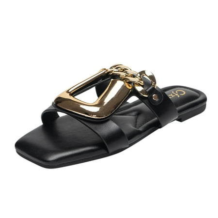 

VerPetridure Women s Heeled Sandals Women s Flat Shoes Ladies Beach Sandals Summer Non-Slip Causal Slippers