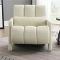 thumbnail image 2 of Modern Accent Chair, Mid-Century Living Room Chair with Waist Pillow and Solid Wood Frame, Indoor Lounge Chair for Bedroom Reading Room, Beige, 2 of 7