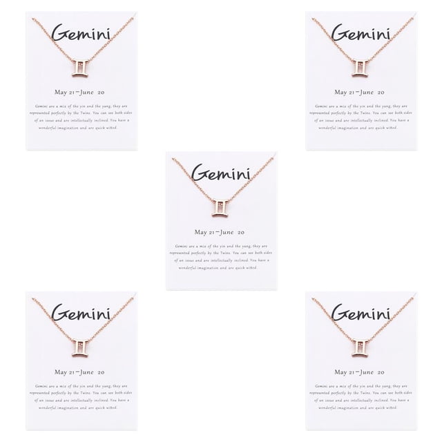 Qarigey Doce signos del zodiaco constelaciones tema único símbolo amistad COLLAR COLGANTE para amantes Festival regalos oro rosa Géminis Geminis 5piezas Qarigey CBP201045