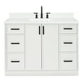 thumbnail image 2 of Ariel Kelly 48 Inch Single Rectangle Sink Bathroom Vanity With Carrara White Quartz Countertop 1.5 Inch Edge In White, 2 of 12