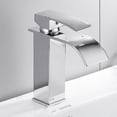 thumbnail image 1 of Grifo De Lavabo En Cascada Plateado, Grifo De Baño con Carrete De Cerámica, Agua Fría Y Caliente Disponible, Grifo Monomando para Lavabo Sin Plomo Y Sin Níquel, 1 of 5