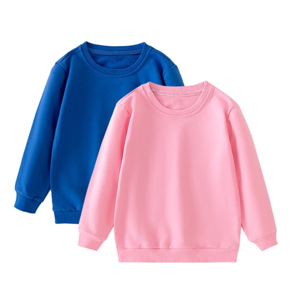 cfhntfmh 2 Pack Baby Boy Girl Clothes Crewneck Sweatshirt Toddler Long Sleeve T Shirt Kids Baisc Pullover Tops Fall Outfit