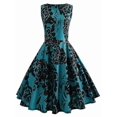 thumbnail image 3 of Summer Womens Dresses 2022 Casual Floral Retro Vintage 50s 60s Robe Rockabilly Swing Pinup Vestidos Valentines Day Party Dress, 3 of 4