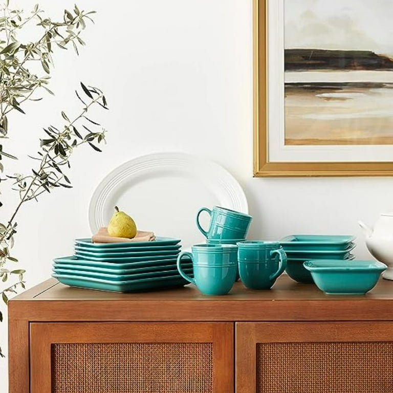 American Atelier Square Madelyn Turquoise Green Stoneware