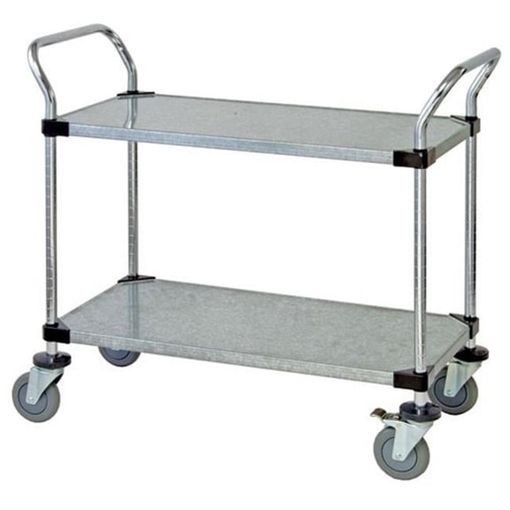 Stainless Steel Utility Cart, 2 Solid Shelves - 18 x 42 x 37.5 in.