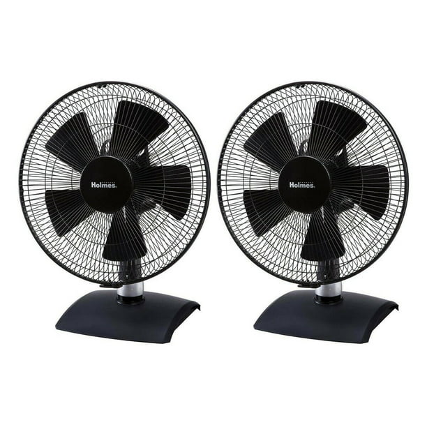 Holmes 12" Desk Fan, Black (2Pack)