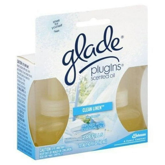 Glade PlugIns Scented Oil Refill Clean Linen - Fresh Scent - 2 Count, 0.67 fl oz Each