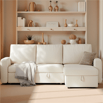 Alden Design Convertible Sectional Sofa with Storage Compartment & USB Ports, Beige