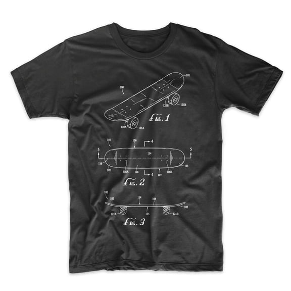 Mighty Circus Skateboard Patent T-Shirt - Black, Small
