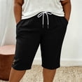 thumbnail image 5 of Bosfbaoi Plus Size Capri Pants for Women Drawstring Elastic Waist Side Pockets Button Detail Cuff Loose Casual Cropped Trousers, 5 of 7