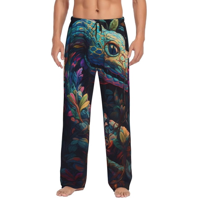Fotbe Colorful Patterned Snake Pantalones de Pijama para Hombre, Pantalones de Dormir, Pantalones de Casa con Cintura Ajustable y Bolsillos-X-Large