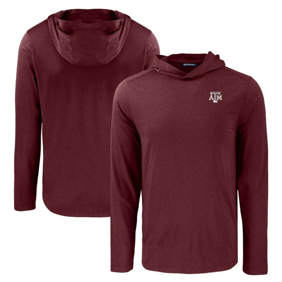 Men's Cutter & Buck Maroon Texas A&M Aggies Coastline Epic Comfort Eco Recycled Long Sleeve Hoodie T-Shirt