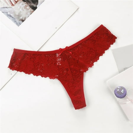 

uikmnh Women Lace Thong Triangle Hollow Breathable Cotton Crotch Panties