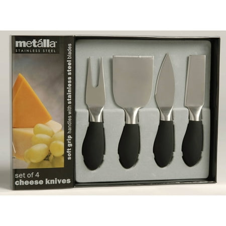 

Prodyne Set of 4 Cheese Knives with Black Soft Touch Handles