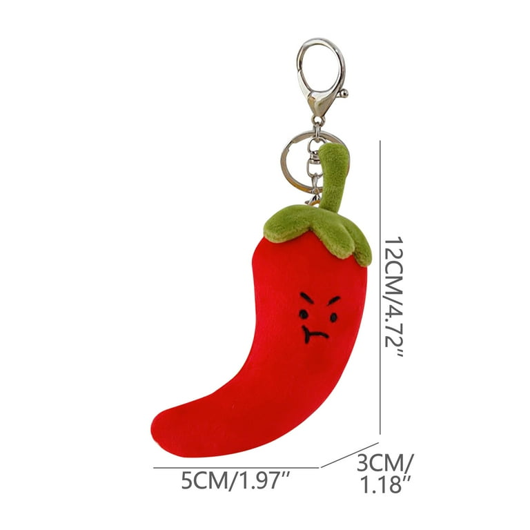 SLYNSHome 12cm Angry Chilli Pepper Plush Pendant Keychain, Holiday