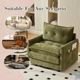 thumbnail image 3 of Chenille Swivel Accent Chairs, Mid Century Modern Barrel Chair with Side Pockets, Armchair Single Sofa Chair for Living Room, Bedroom, Olive Green, 3 of 9