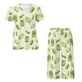thumbnail image 5 of DISNIMO Cucumber Printed Women's Short Sleeve Pajama Sets Soft Sleepwear 2 Piece Lounge Set Short Sleeve Tops and Capri Pant Pjs, S, 5 of 7