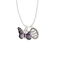 thumbnail image 2 of Delight Jewelry Silvertone Large Purple Butterfly with 6 AB Crystals Best Mom Ever Charm Necklace, 2 of 4