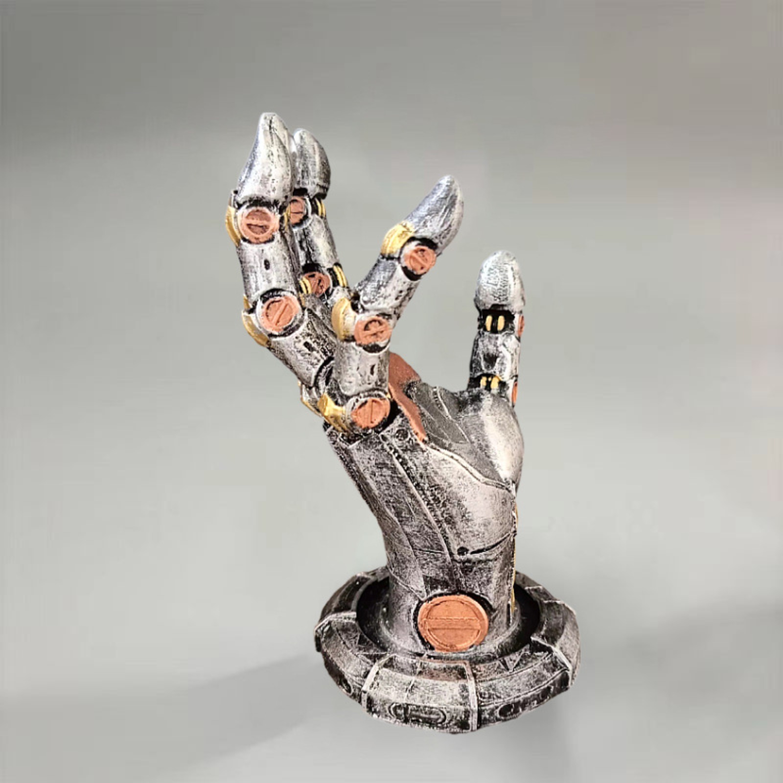Cyberpunk Mechanical Hand Resin Figurine, Steampunk Robot Hand Decor, Gaming Controller Stand for Desk, Retro Tech Display Holder, Cool Gamer Room Ornament, Desktop Organizer Gift for Men