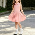 thumbnail image 2 of FAVIPT Girls Tank Dress Heart Sleeveless Lapel Collar Button Up Pleated Dresses Casual Cute Contrast Trim Preppy Sports Dress Pink,4-5 Years, 2 of 8