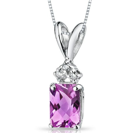 Peora 1.25 Carat T.G.W. Radiant-Cut Created Pink Sapphire and Diamond Accent 14kt White Gold Pendant, 18