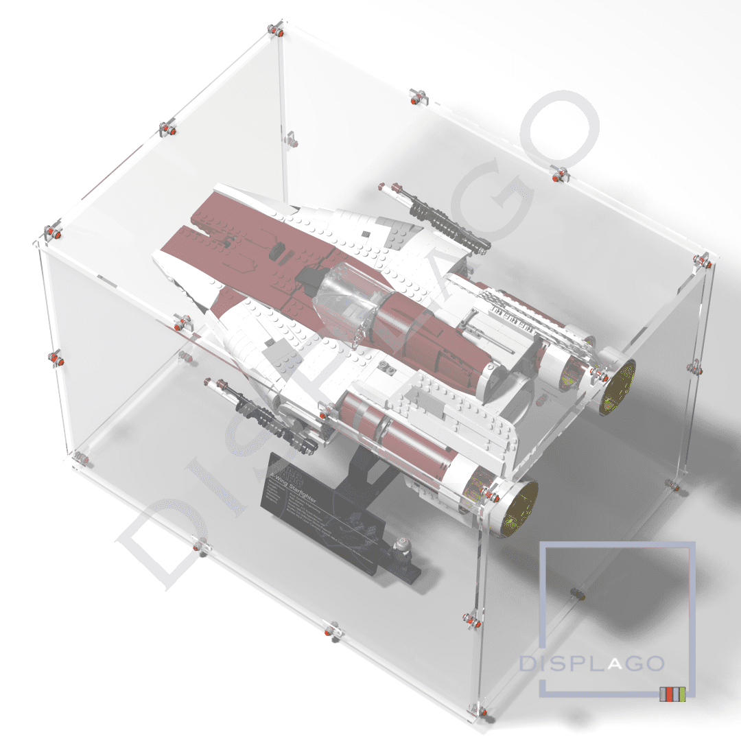 Display Case for LEGO® #75275 UCS A-Wing. Display case for minifigures. Star Wars® display case. Compatible LEGO® display