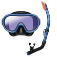 thumbnail image 2 of Reef Tourer Youth Single-Window Mask & Snorkel Combo Set for Kids, Black/Metallic Blue (Mirrored Lens), 2 of 8