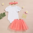 thumbnail image 3 of ZEHJUHAN Baby Girl's Birthday Tutu Set: Letter Print Short Sleeve Romper + Fluffy Skirt + Headband + Leggings, 4-Piece Outfit Pink2，12-18M, 3 of 8