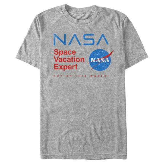 Men's NASA Space Vacation Expert Out Of This World! Graphic Tee Athletic Heather 3X Large