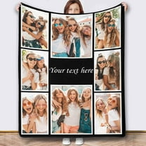Personalized Photo Blankets Customized Throw Blankets with Picture Birthday Christmas Anniversary Valentines Mother's Day Gifts for Mom Women Best Friends Couple 6 Pictures Blankets