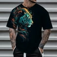 thumbnail image 2 of Men's T-shirt Tiger Printed Short Sleeve Crew Neck Loose Casual Fashionable Tees Male's top Slim Fit Stylish Streetwear, 2 of 4