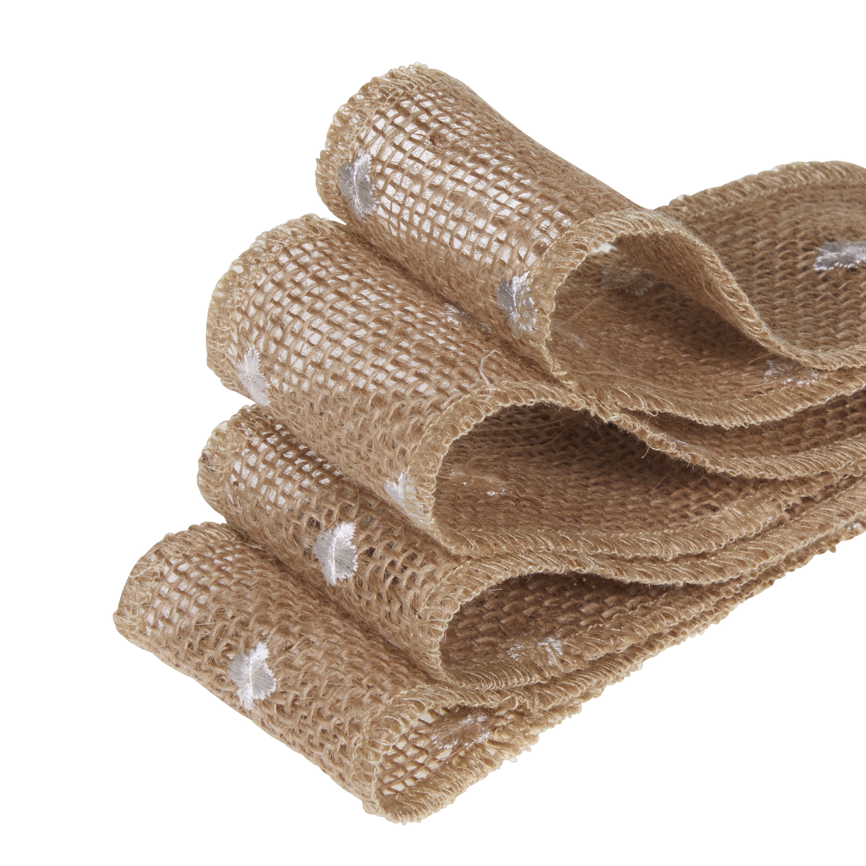 Love, Laugh, Craft Natural Burlap Ribbon, 2.5"W x 3-Yds, White Swiss Dots