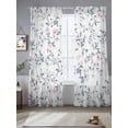 thumbnail image 2 of Spring Flowers Sheer Curtains 84 Inch Length 2 Panels Set Window Treatments, Blue Pink Floral Leaves Pastoral Botanical Rod Pocket Semi Curtains for Living Room/Bedroom/Kitchen Décor, 104"W x 84"L, 2 of 7