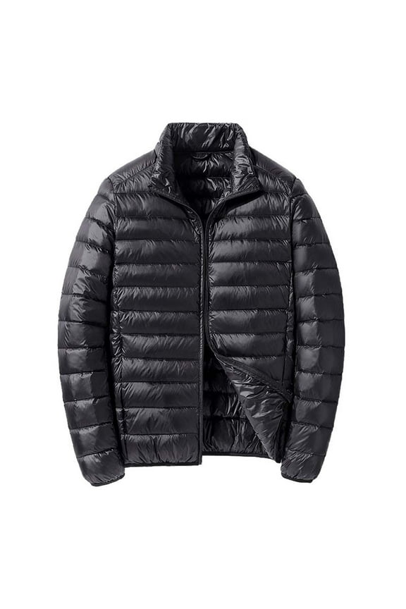 Mens Lightweight Packable Puffer Jacket Lightweight Puffer Down Jacket Stand Collar Thin Coats Trendy Warm Quilted Jackets Travel Warm Puffy Winter Jacket Coat