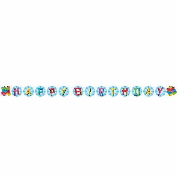 Block Bash Happy Birthday Shaped 9.5-Foot Ribbon Banner